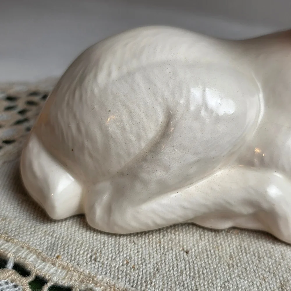 Vintage Enesco White Glossy Ceramic Deer Christmas Figurine
